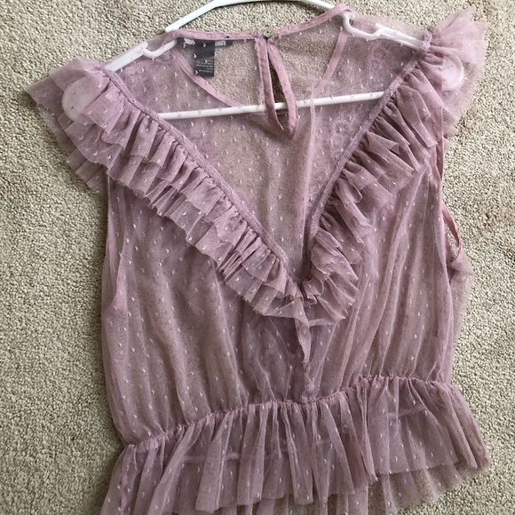 Lilac Sheer Shirt with Ruffle detail - Picture 4 of 5